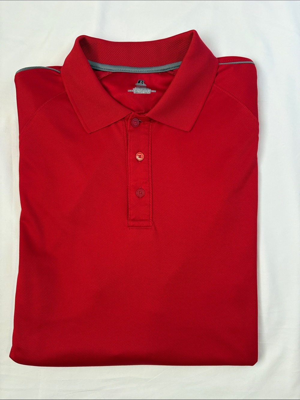 Russell Athletic Dri-Power Polo Shirt Men’s XL Red Gray Golf Moisture Wicking